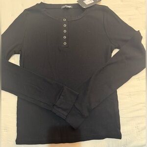 Fashion Nova Black Waffle Henley NWT Size Medium
